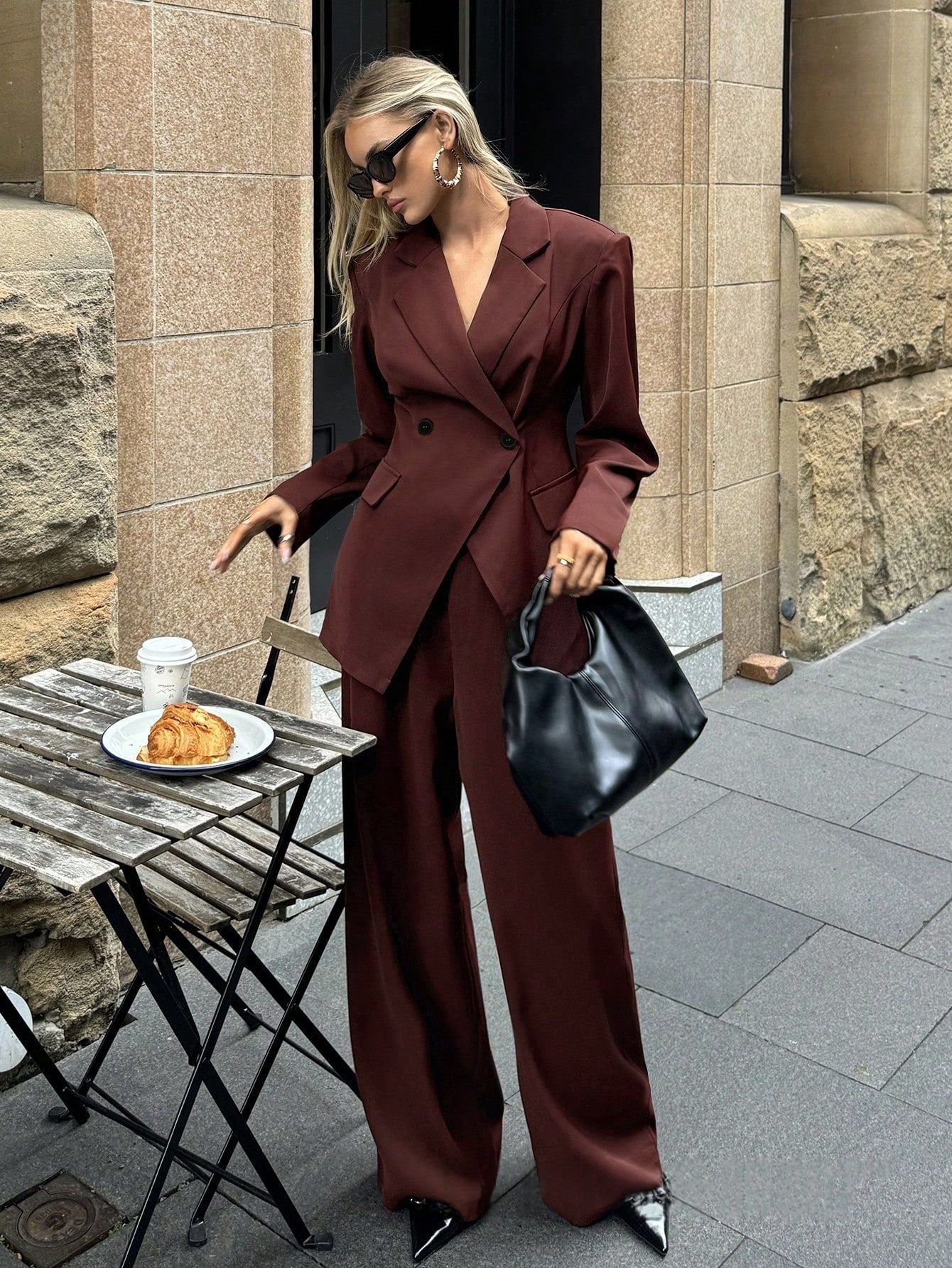 Women'S Suit Wid -Leg Pants Two-Piece Set
