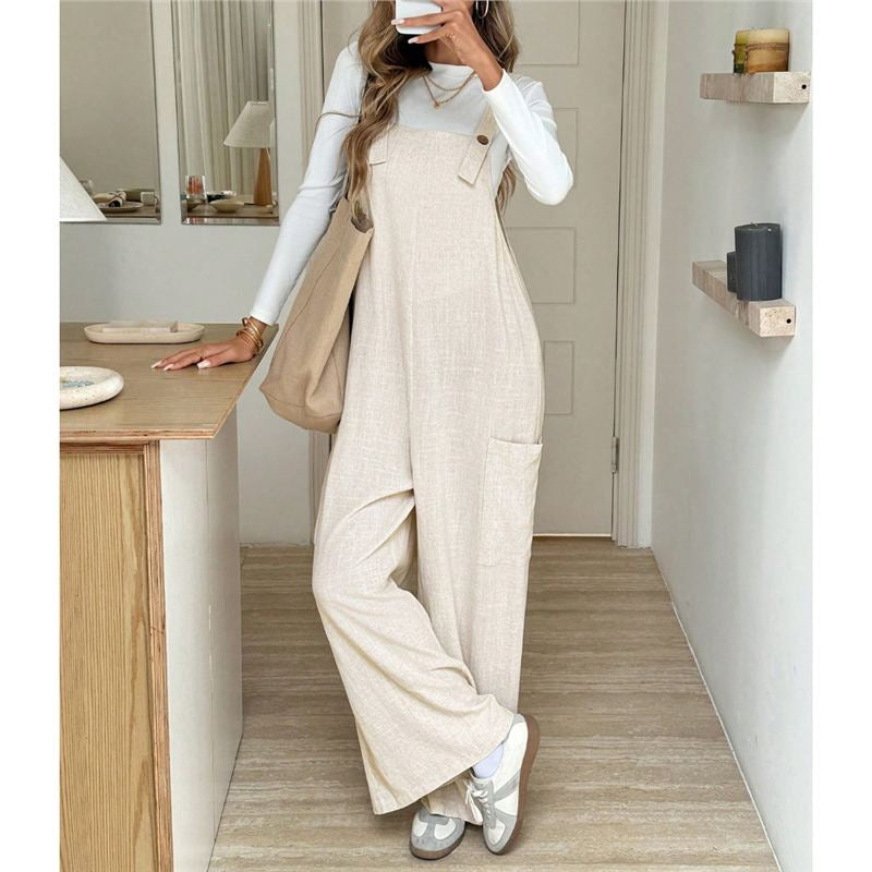 Pocketed Loose Jumpsuit Trousers Womens