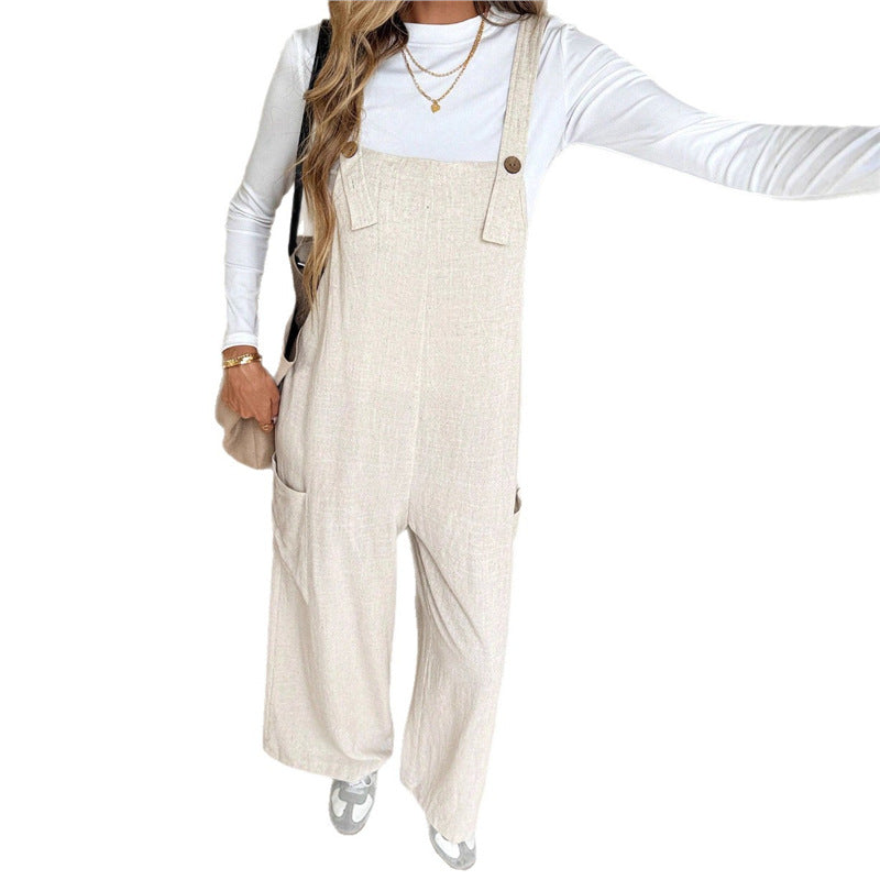 Pocketed Loose Jumpsuit Trousers Womens