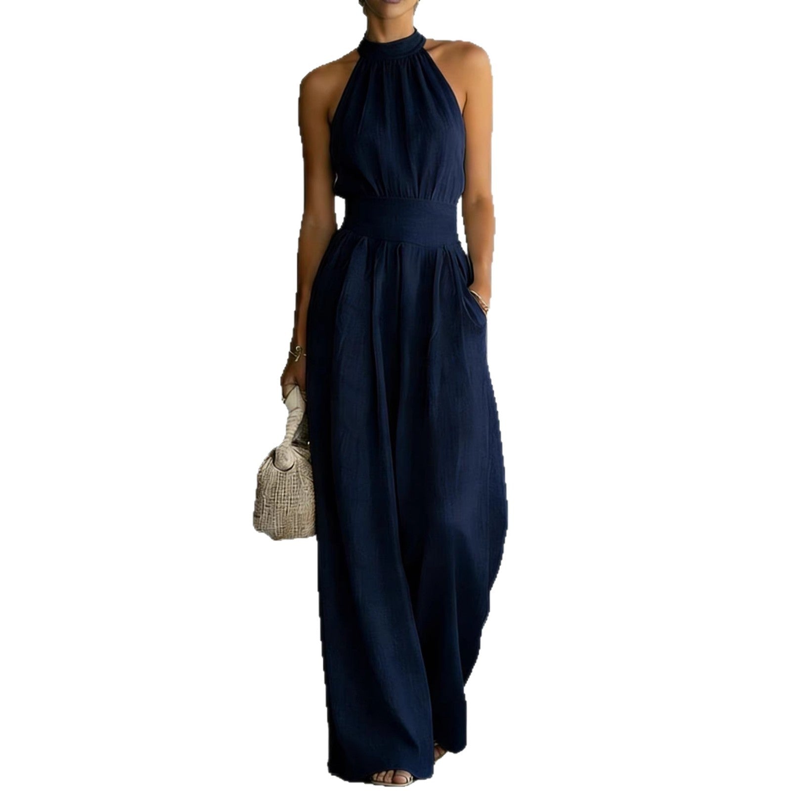 Sleeveless Halter Jumpsuit Loose-Fitting
