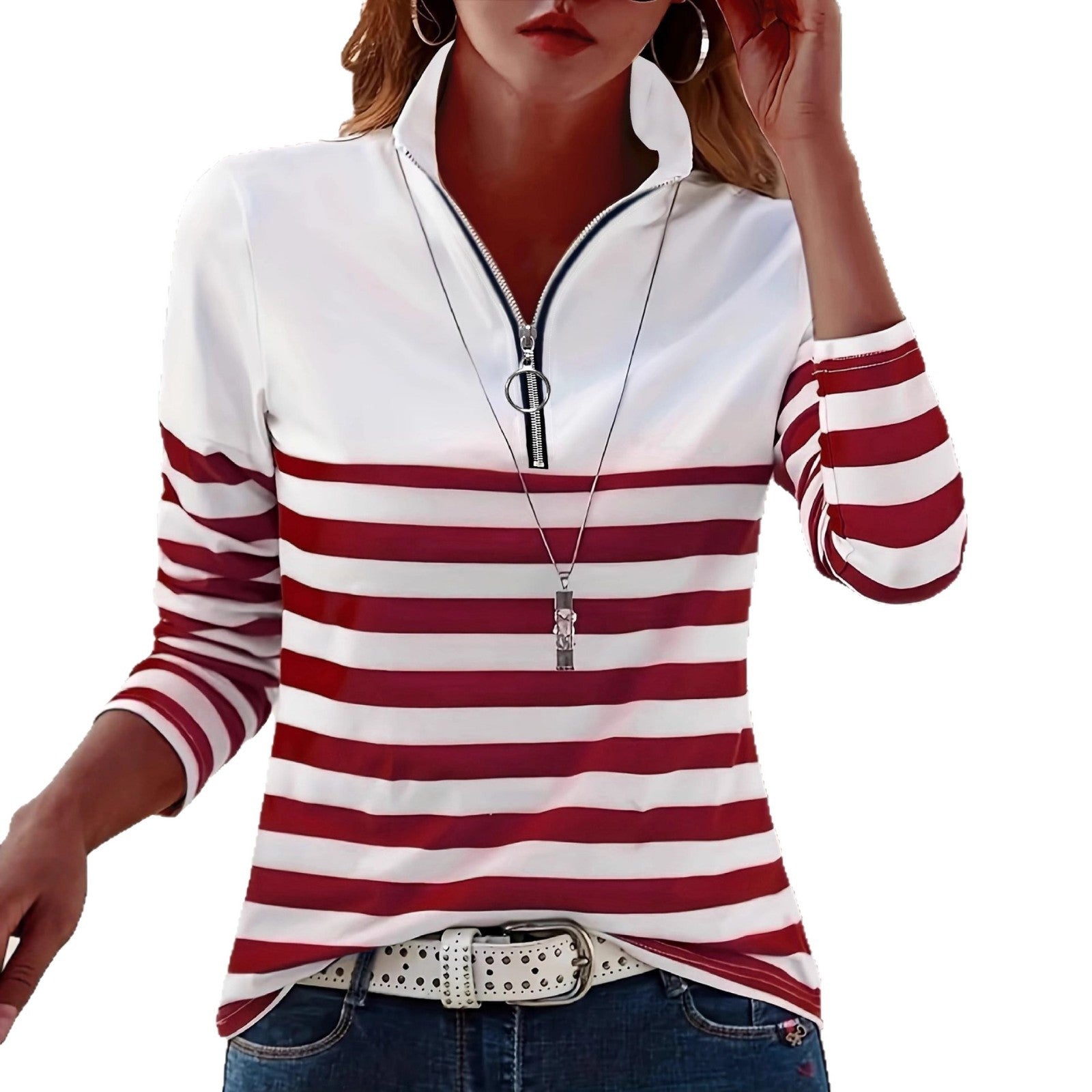 Outerwear Fashion Versatile Striped T-Shirt for Layering