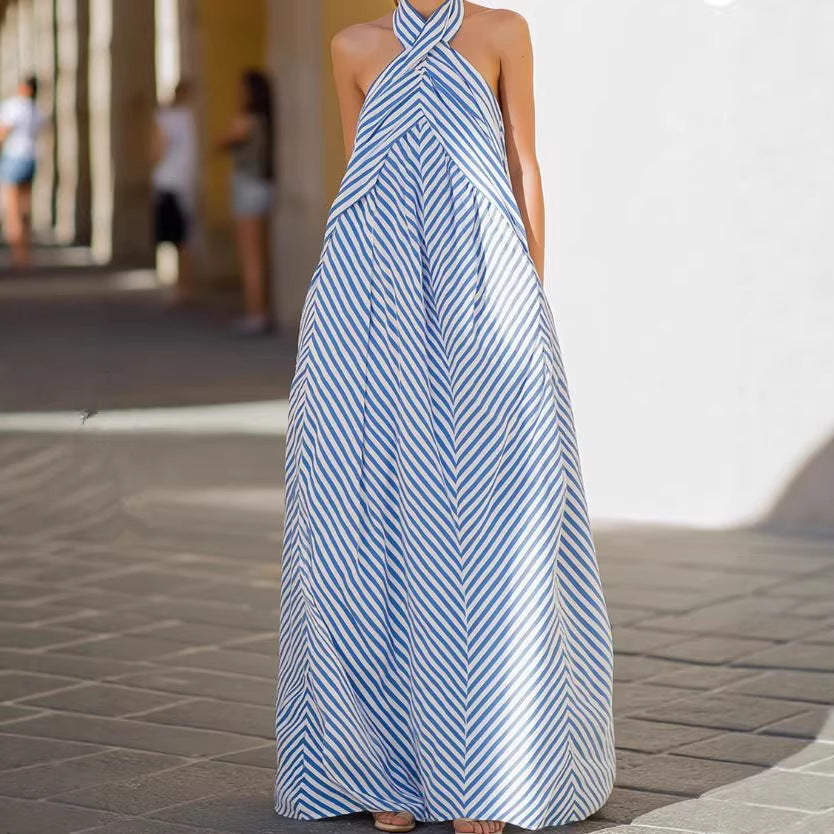 Neck-Hanging Sleeveless Backless Slimming Dress