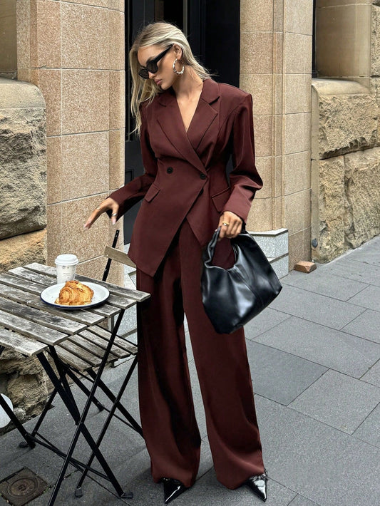 Women'S Suit Wid -Leg Pants Two-Piece Set