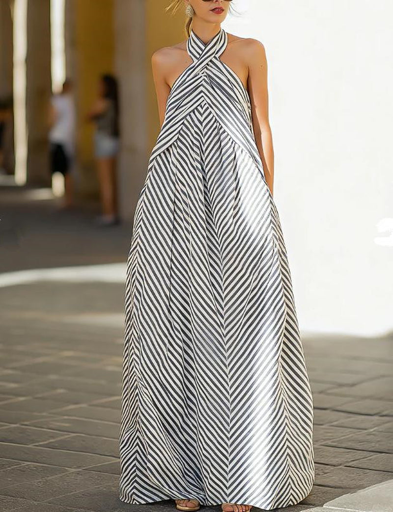 Neck-Hanging Sleeveless Backless Slimming Dress