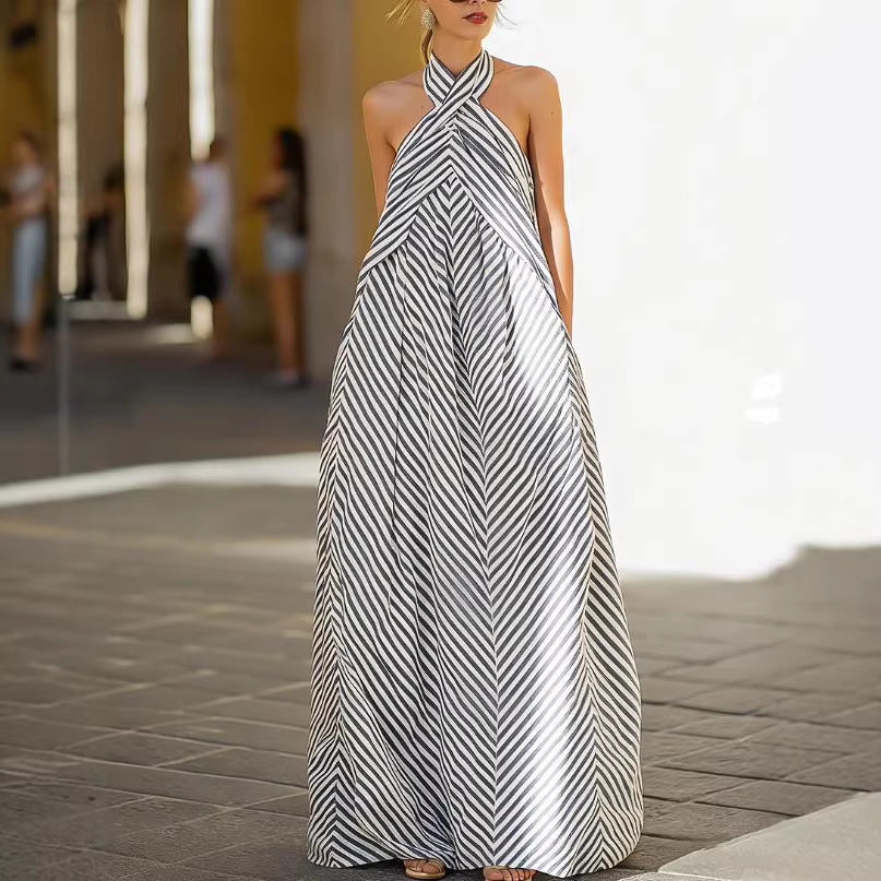 Neck-Hanging Sleeveless Backless Slimming Dress