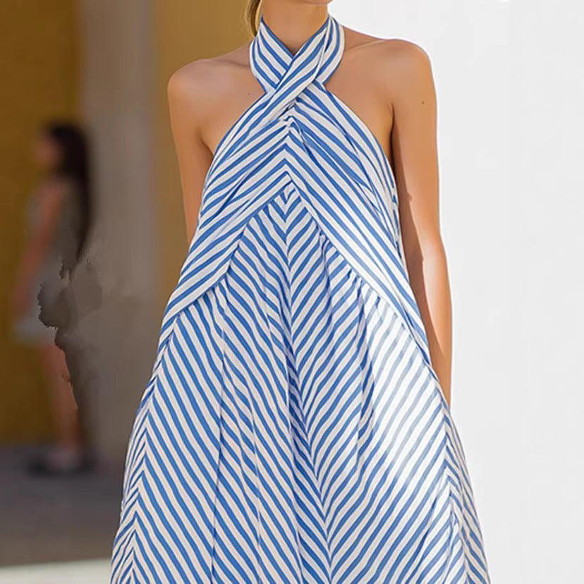Neck-Hanging Sleeveless Backless Slimming Dress