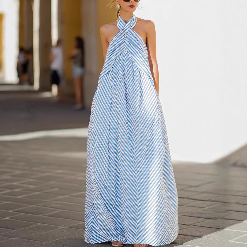 Neck-Hanging Sleeveless Backless Slimming Dress