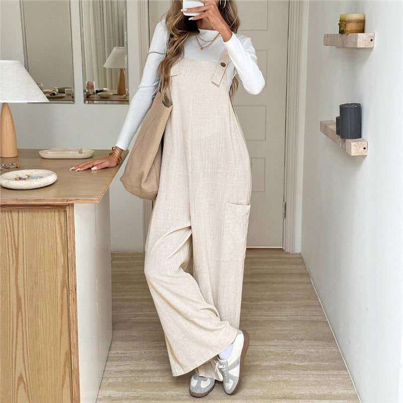 Pocketed Loose Jumpsuit Trousers Womens